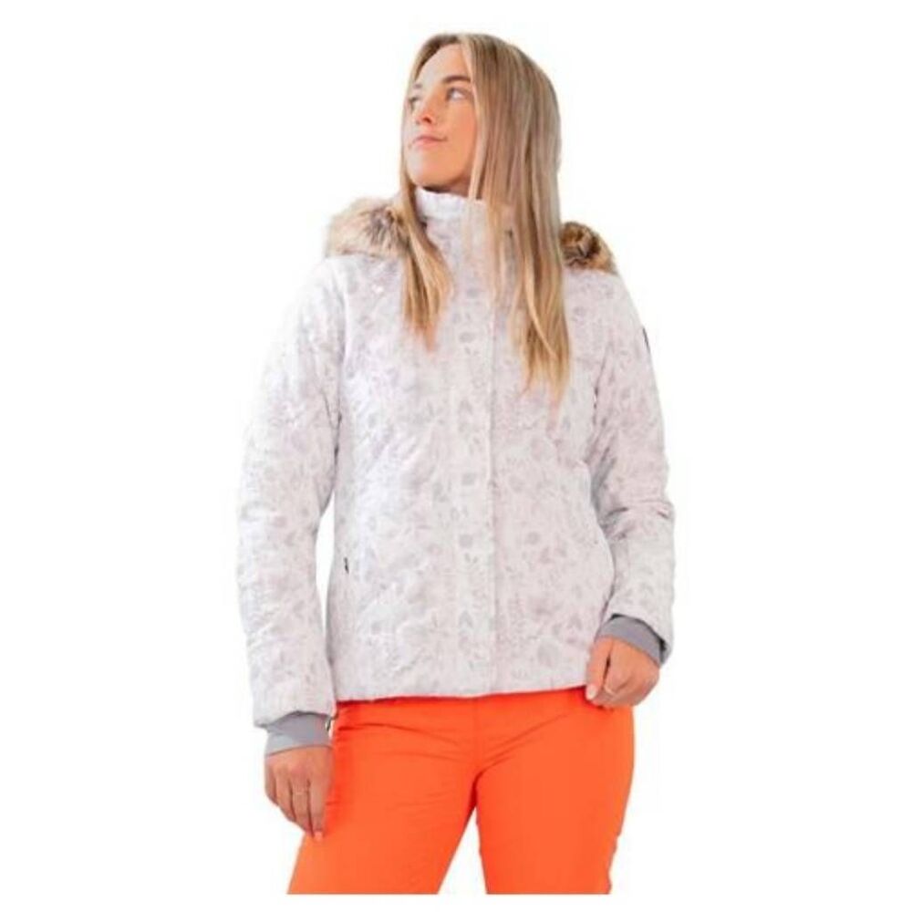 Obermeyer botanical Tuscany women's ski winter waterproof jacket faux fur hood M